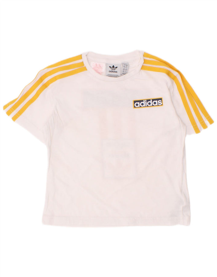 Adidas Boys Graphic T-Shirt Top 3-4 Years White Cotton