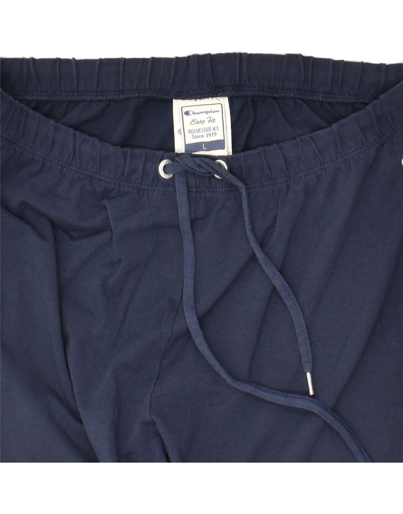 CHAMPION Womens Tracksuit Trousers UK 14 Large Navy Blue Cotton | Vintage Champion | Thrift | Second-Hand Champion | Used Clothing | Messina Hembry 