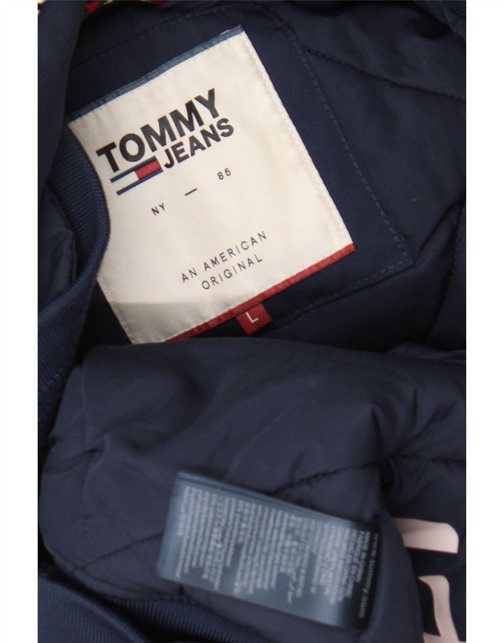 Tommy Hilfiger Mens Hooded Padded Jacket UK 40 Large Navy Blue Polyester