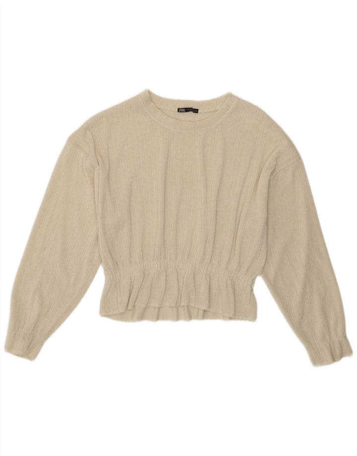 Zara Womens Boat Neck Jumper Sweater UK 14 Medium Off White