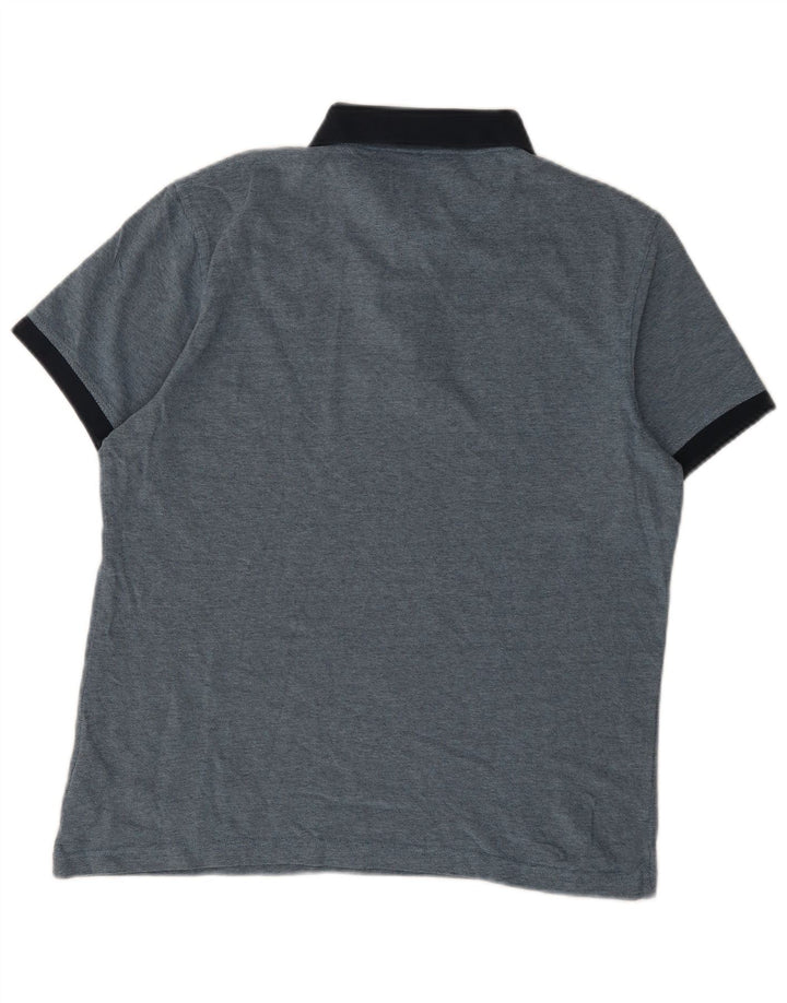 Barbour Mens Polo Shirt Large Navy Blue Colourblock Cotton