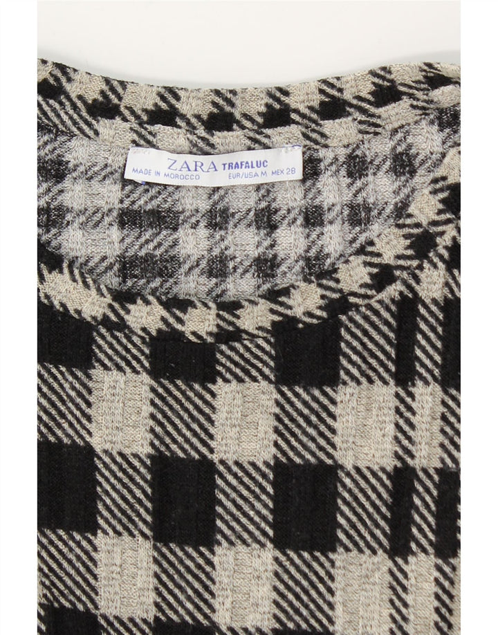 Zara Womens Knit Tiered Dress UK 12 Medium Grey Check
