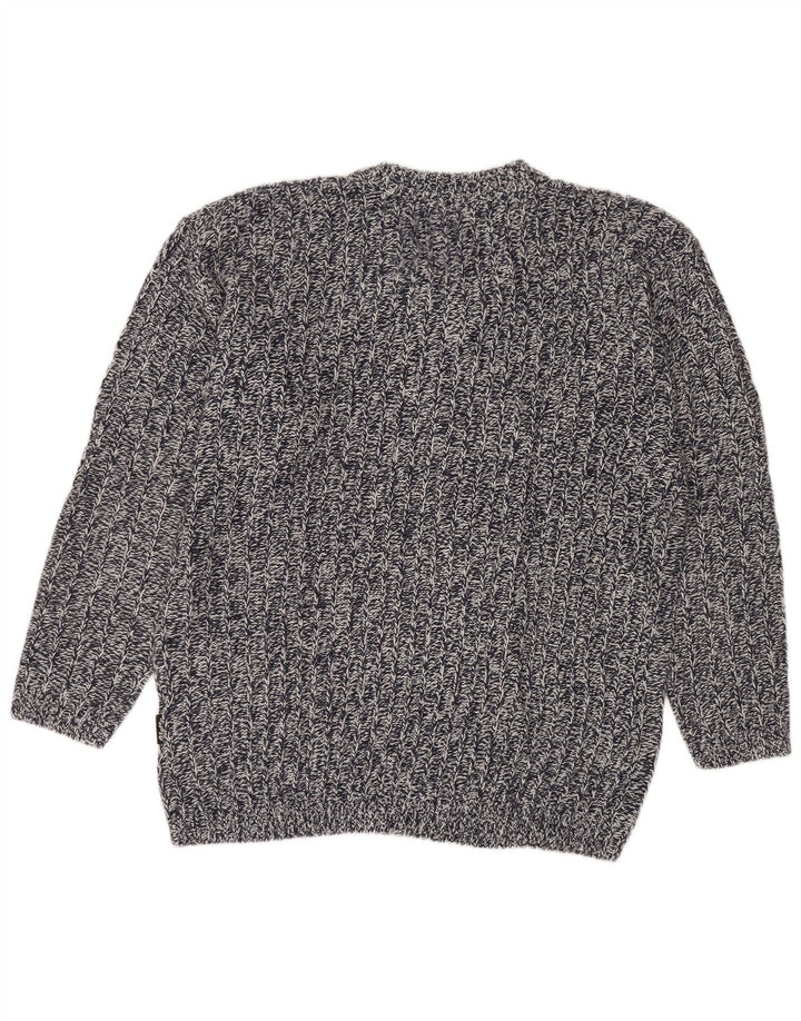 Lotto Mens V-Neck Jumper Sweater Large Navy Blue Flecked Acrylic