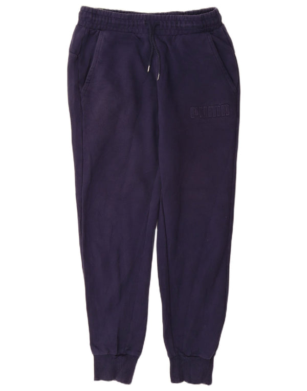 PUMA Mens Tracksuit Trousers Joggers Small Navy Blue Cotton