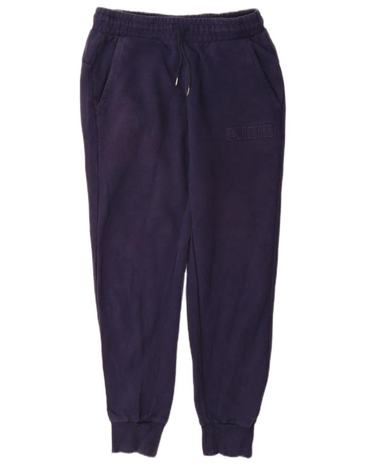 PUMA Mens Tracksuit Trousers Joggers Small Navy Blue Cotton