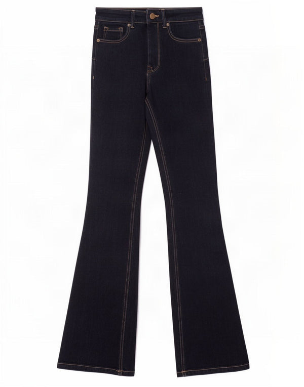 Zara Womens Flared Jeans EU 34 2XS W24 L32 Navy Blue Cotton