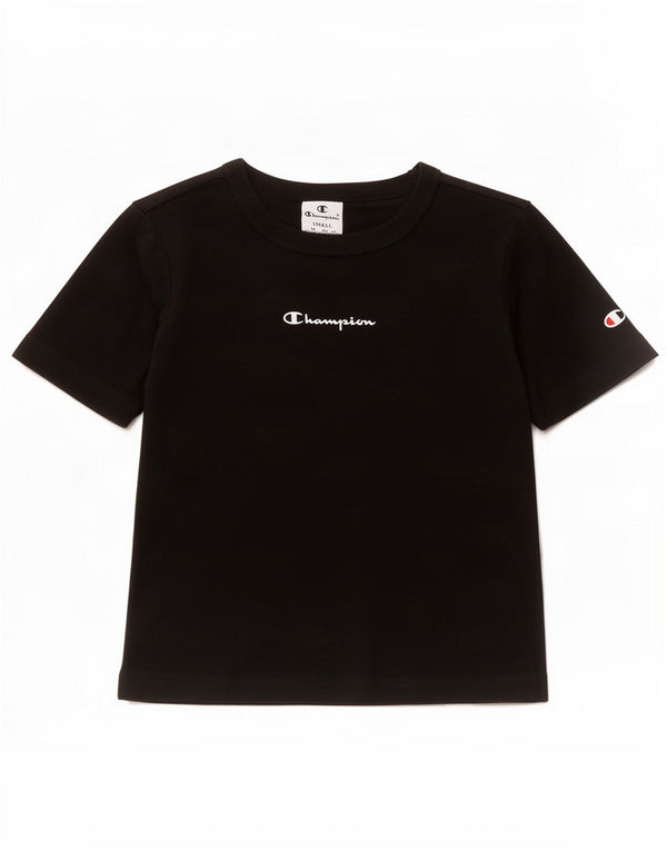 Champion Womens Crop T-Shirt Top UK 8 Small Black Cotton