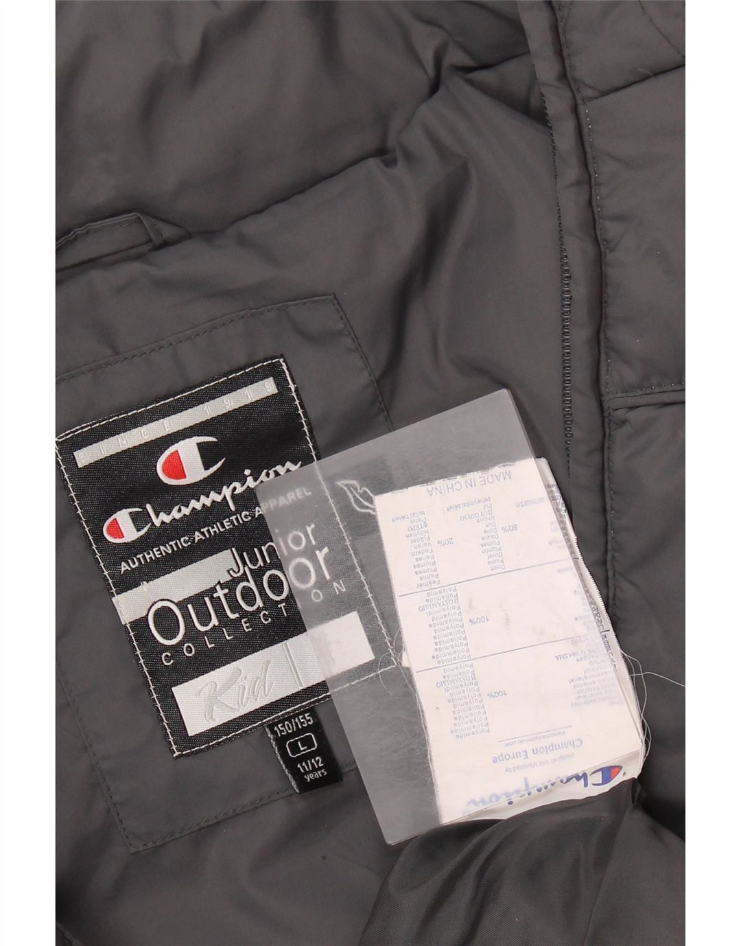 Champion Boys Padded Jacket 11-12 Years Large Grey Polyamide