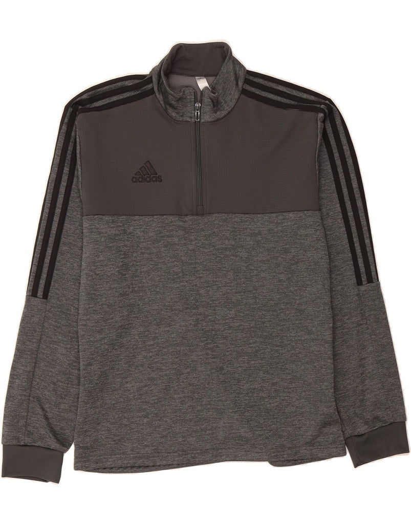 ADIDAS Mens Zip Neck Pullover Tracksuit Top Medium Grey Colourblock Vintage Adidas and Second-Hand Adidas from Messina Hembry 