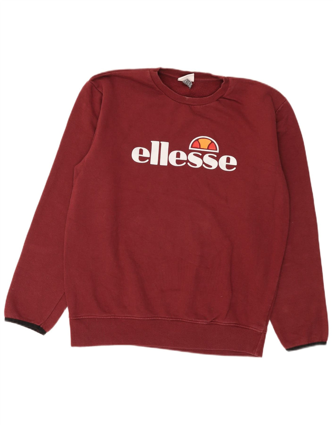 Ellesse Mens Graphic Sweatshirt Jumper Small Burgundy Cotton