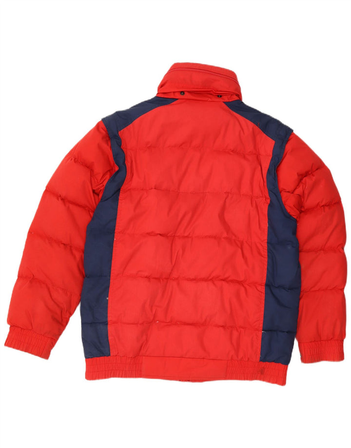 SALEWA Mens Hooded Padded Jacket UK 40 Large Red Colourblock Polyester