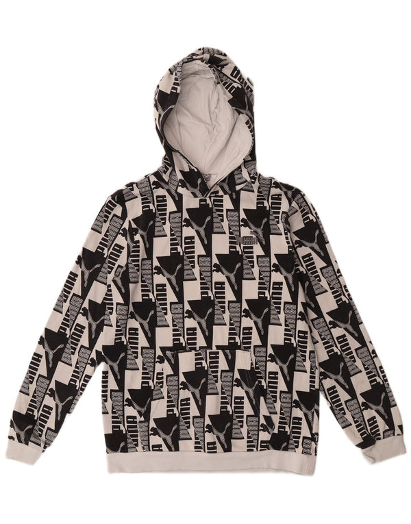 Puma Boys Graphic Hoodie Jumper 15-16 Years Black Cotton