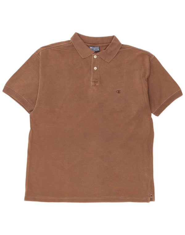 CHAMPION Mens Polo Shirt Small Brown Cotton