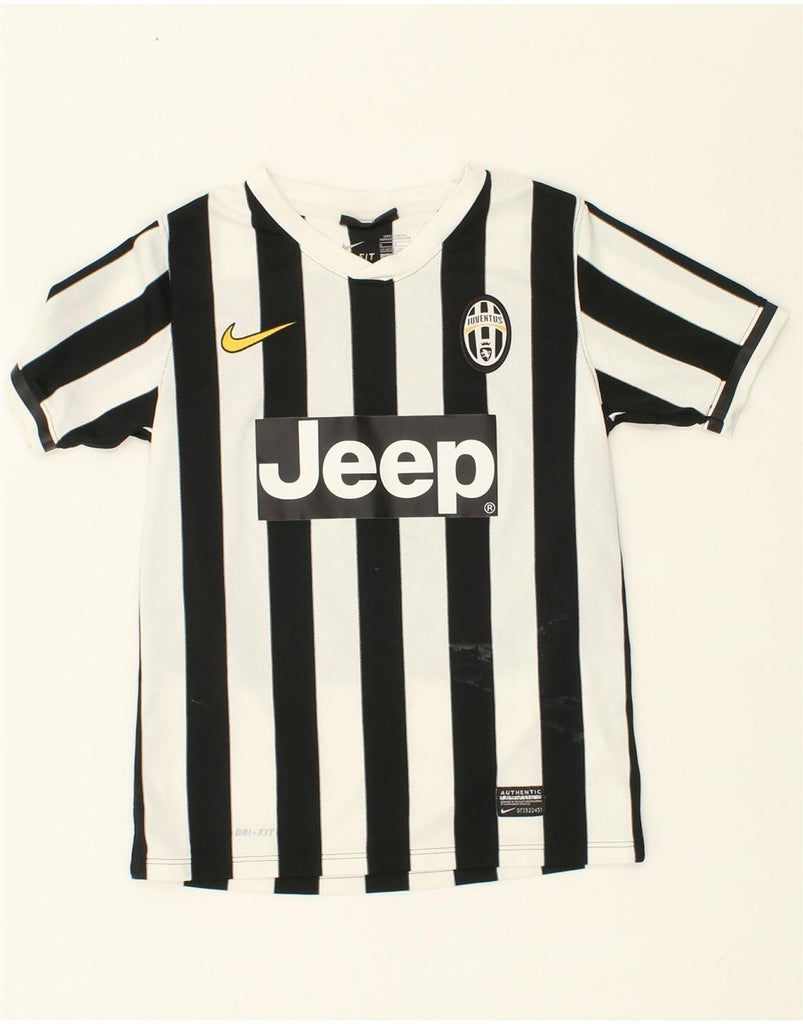 NIKE Boys Juventus Graphic Jersey Top 10-11 Years Medium Black Striped Vintage Nike and Second-Hand Nike from Messina Hembry 