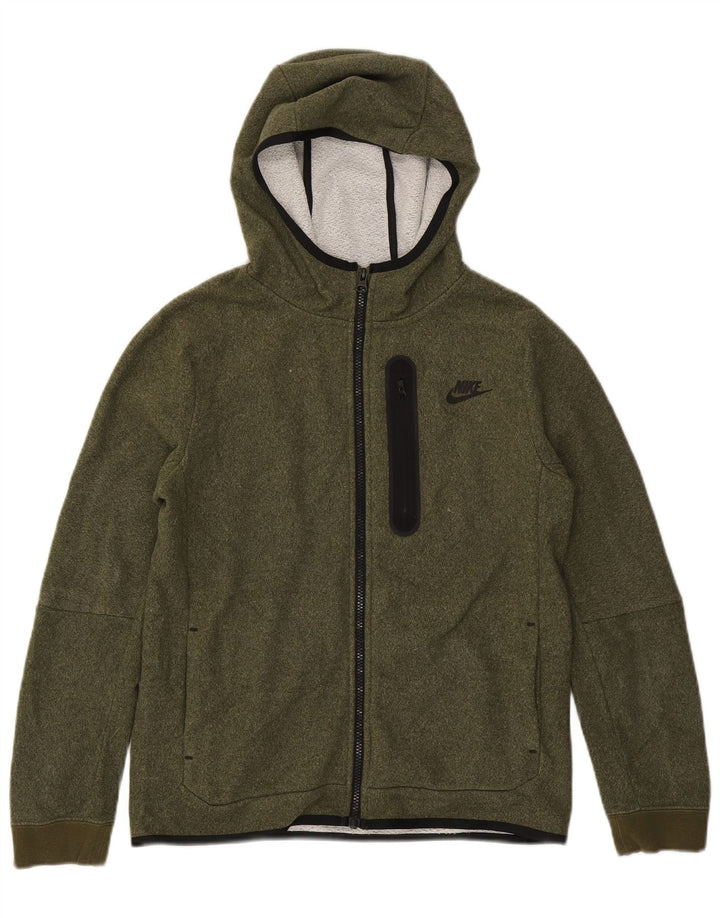 Nike Boys Zip Hoodie Sweater 13-14 Years XL Khaki Polyester