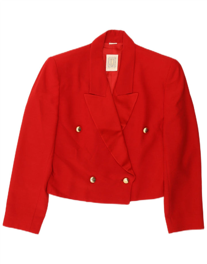 Ferre Womens Crop Double Breasted Blazer Jacket UK 14 Medium Red