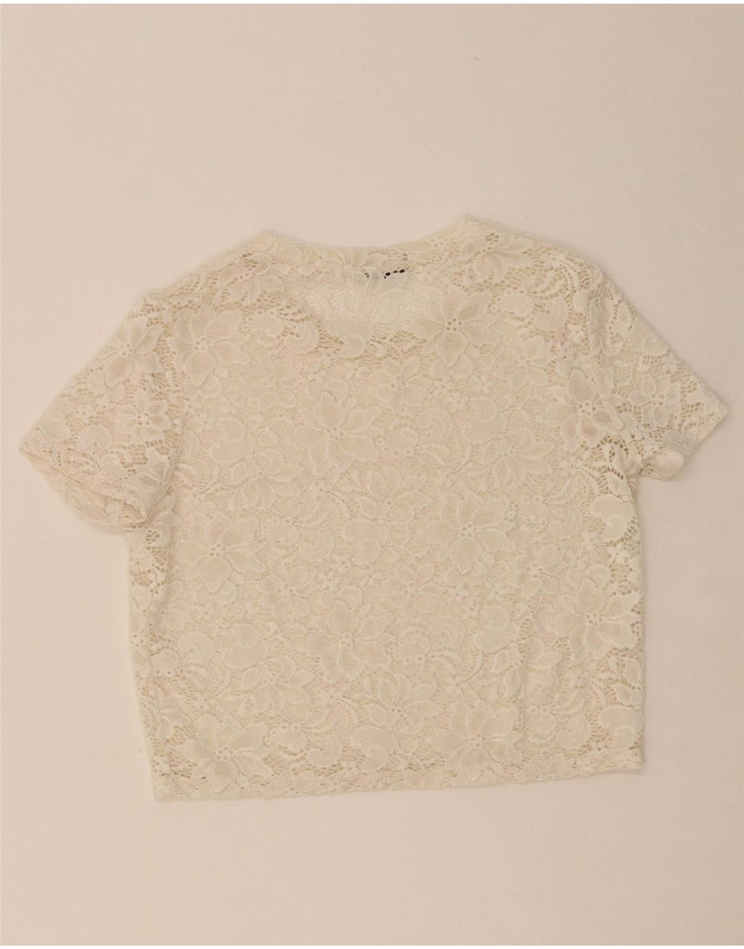 ZARA Womens Crop Blouse Top UK 10 Small Off White Floral Vintage Zara and Second-Hand Zara from Messina Hembry 