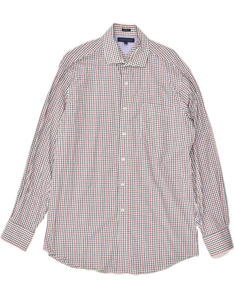 TOMMY HILFIGER Mens Regular Fit Shirt Size 16 Large White Check Cotton | Vintage Tommy Hilfiger | Thrift | Second-Hand Tommy Hilfiger | Used Clothing | Messina Hembry 