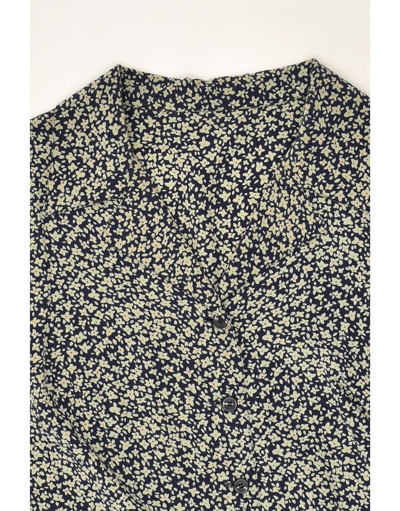 VINTAGE Womens Shirt UK 18 XL Navy Blue Floral | Vintage Vintage | Thrift | Second-Hand Vintage | Used Clothing | Messina Hembry 