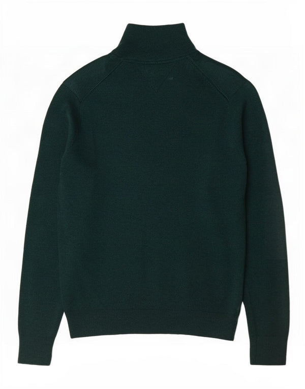 Tommy Hilfiger Mens Zip Neck Jumper Sweater 2XL Green Lambswool