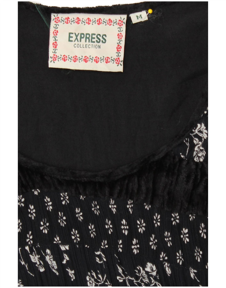 Express Womens Long Sleeve Maxi Dress UK 14 Medium Navy Blue Floral