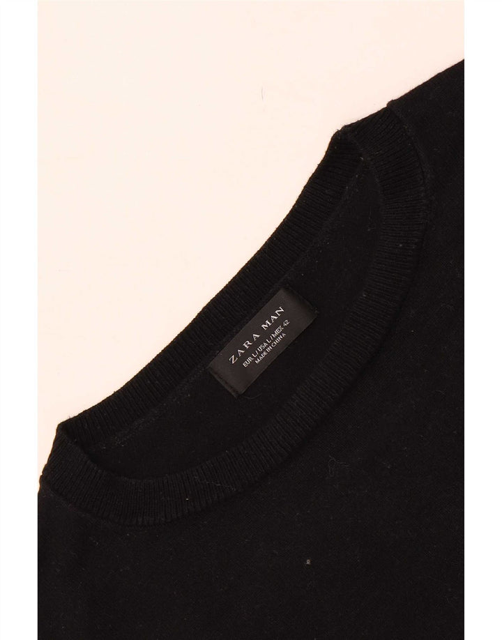 Zara Mens Boat Neck Jumper Sweater Large Black