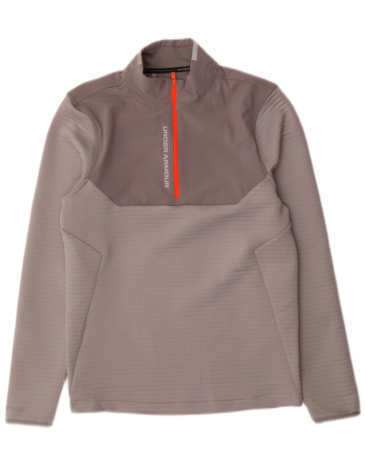 Under Armour Mens Graphic Zip Neck Pullover Tracksuit Top Small Grey