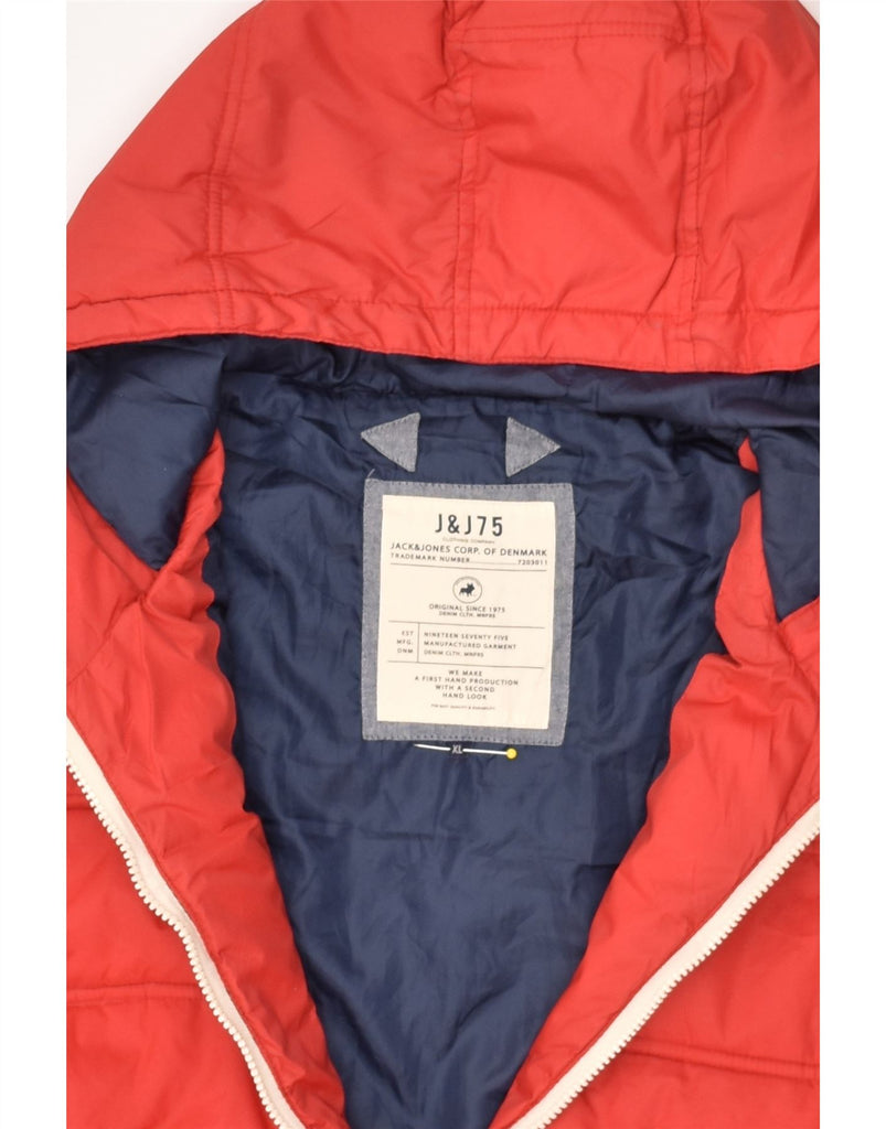 JACK & JONES Mens Hooded Padded Jacket UK 42 XL Red Nylon | Vintage Jack & Jones | Thrift | Second-Hand Jack & Jones | Used Clothing | Messina Hembry 