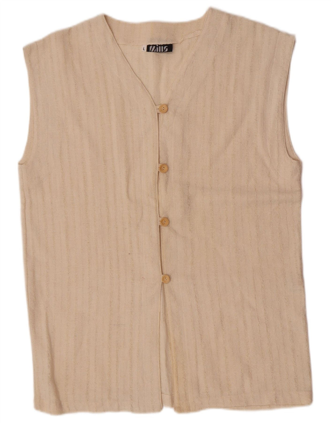 Mills Womens Gilet UK 16 Large Off White Striped Cotton