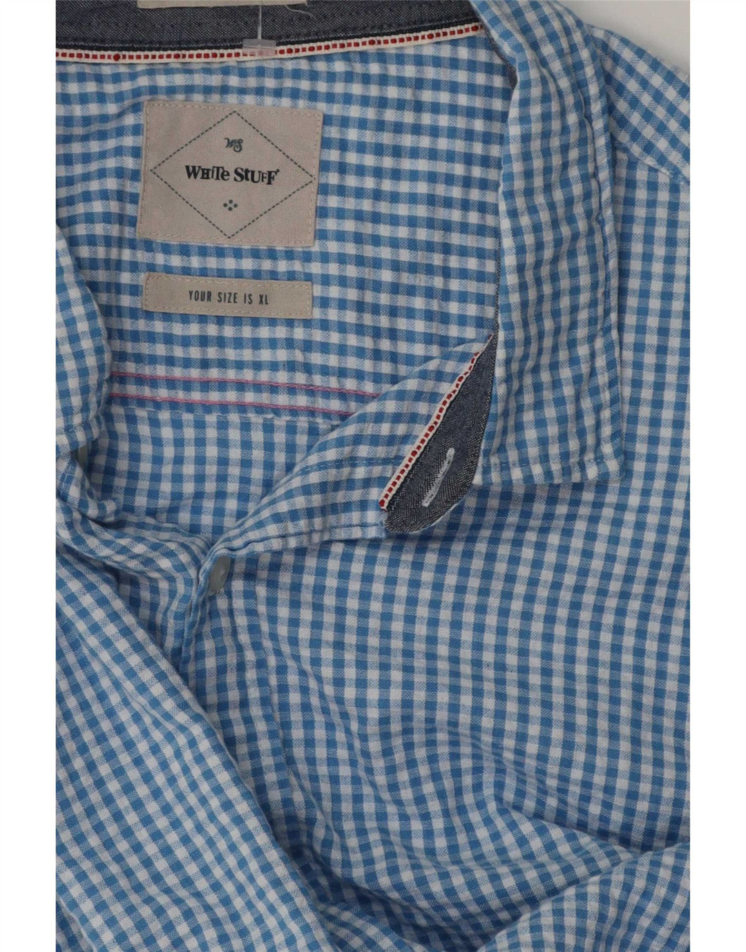 White Stuff Mens Short Sleeve Shirt XL Blue Gingham