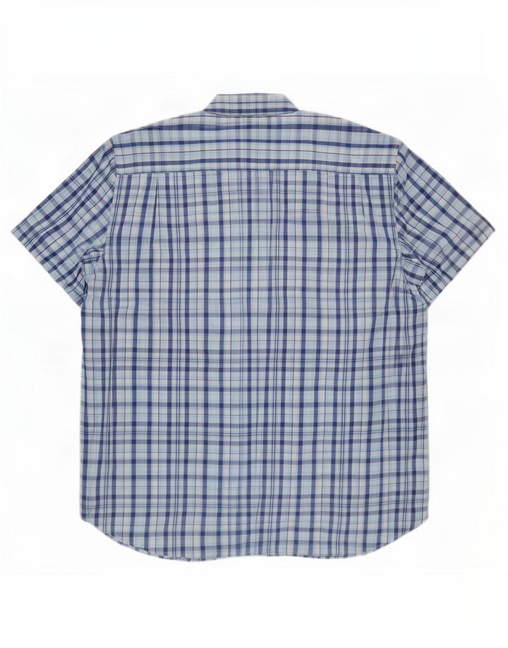 Harrison & Son Mens Short Sleeve Shirt XL Blue Check Cotton