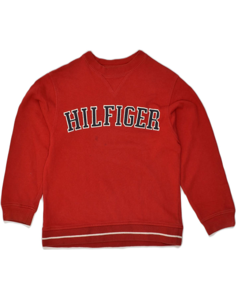 TOMMY HILFIGER Girls Graphic Sweatshirt Jumper 9-10 Years Small  Red | Vintage Tommy Hilfiger | Thrift | Second-Hand Tommy Hilfiger | Used Clothing | Messina Hembry 