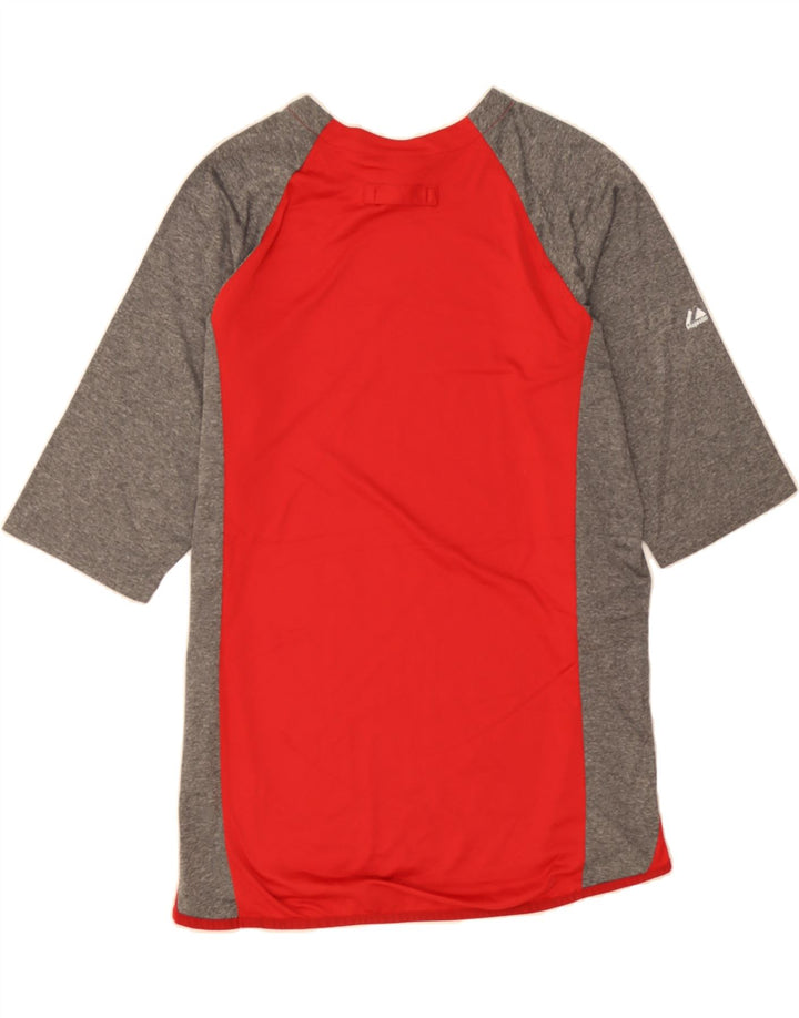 MAJESTIC Mens T-Shirt Top XL Red Colourblock Polyester Vintage Majestic and Second-Hand Majestic from Messina Hembry 