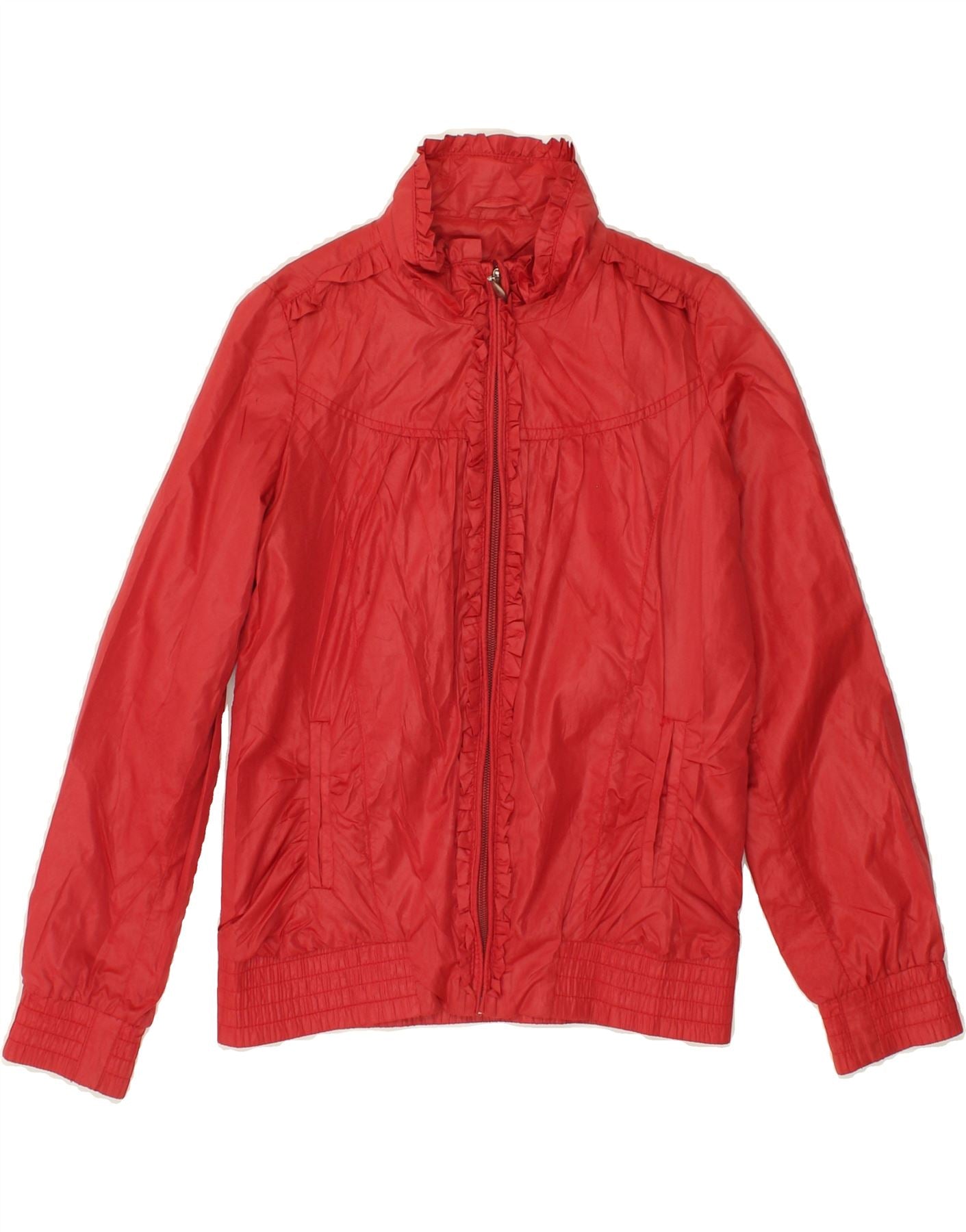 BENETTON Girls Rain Jacket 8-9 Years Large Red Nylon Vintage