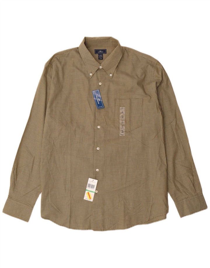 DOCKERS Mens Shirt Size 16 1/2 Large Khaki Check Cotton