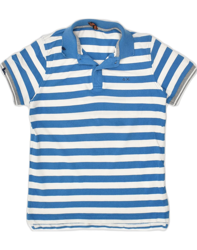 SUN68 Boys Polo Shirt 7-8 Years Blue Striped Cotton | Vintage Sun68 | Thrift | Second-Hand Sun68 | Used Clothing | Messina Hembry 