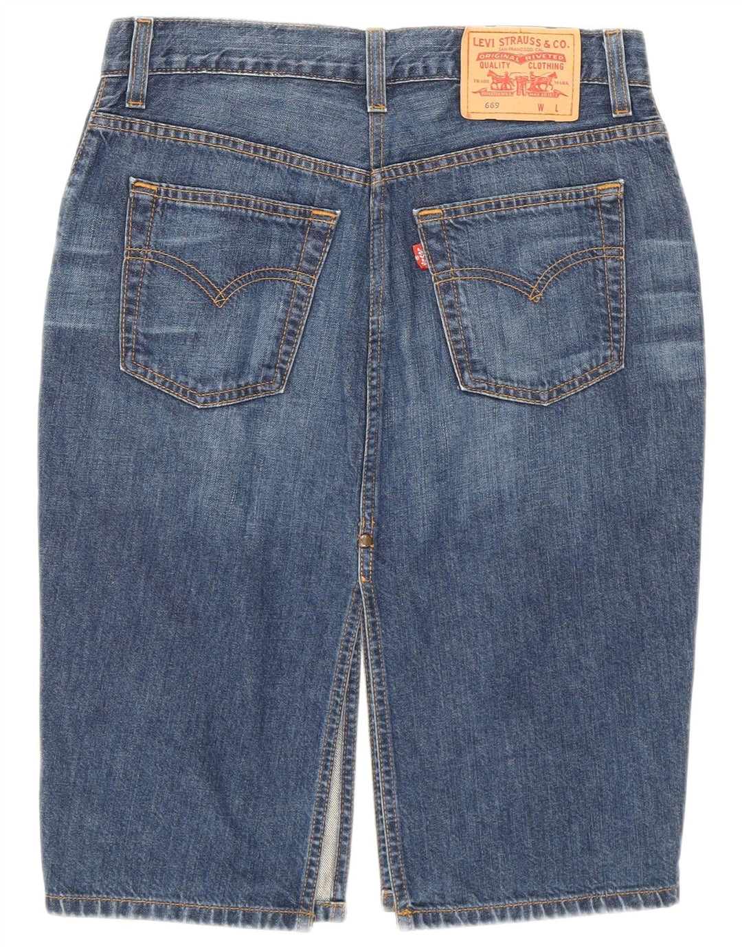 Levi's Womens 669 Denim Skirt W28 Medium Navy Blue Cotton
