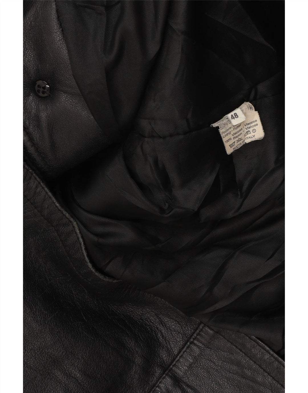 VINTAGE Womens Oversized Hooded Leather Coat IT 48 XL Black Leather