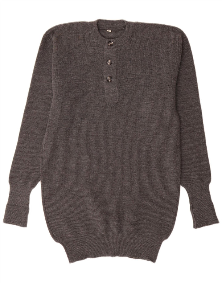 Vintage Mens Crew Neck Jumper Sweater IT 52 Large Grey