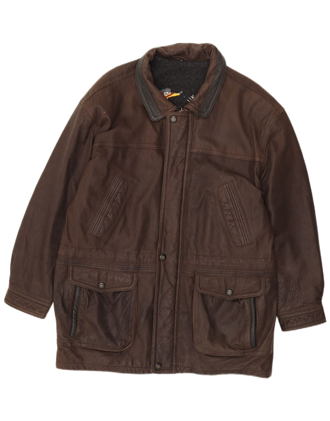 JOHN B Mens Leather Jacket UK 46 3XL Brown Leather