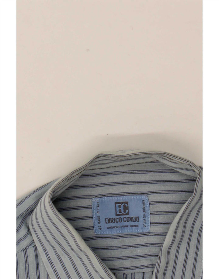 Enrico Coveri Mens Shirt Large Blue Striped
