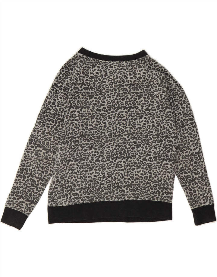 RUSSELL ATHLETIC Womens Sweatshirt Jumper UK 14 Medium Grey Animal Print Vintage Russell Athletic and Second-Hand Russell Athletic from Messina Hembry 