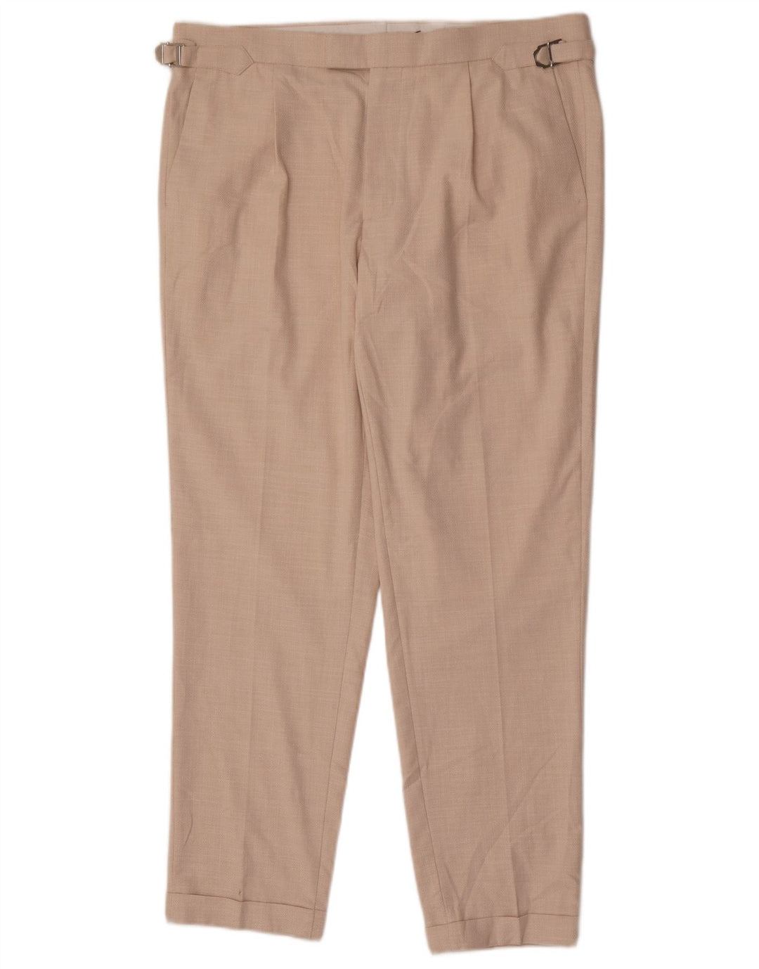 Marks & Spencer Mens Tapered Chino Trousers W36 L30 Beige Polyester