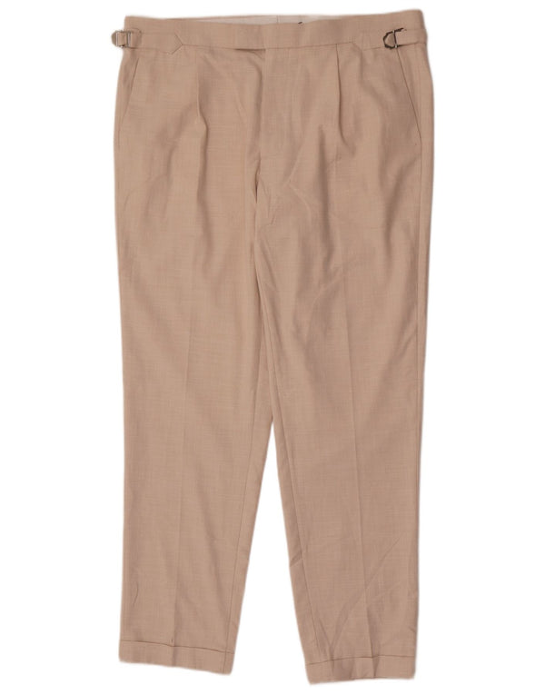 Marks & Spencer Mens Tapered Chino Trousers W36 L30 Beige Polyester