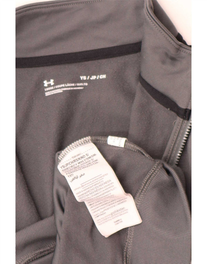 Under Armour Boys Tracksuit Top Jacket 7-8 Years Small Grey Colourblock