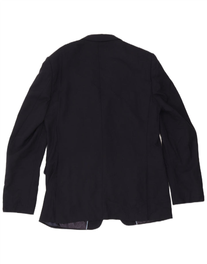 Marks & Spencer Mens 2 Button Blazer Jacket UK 42 Large Navy Blue Wool