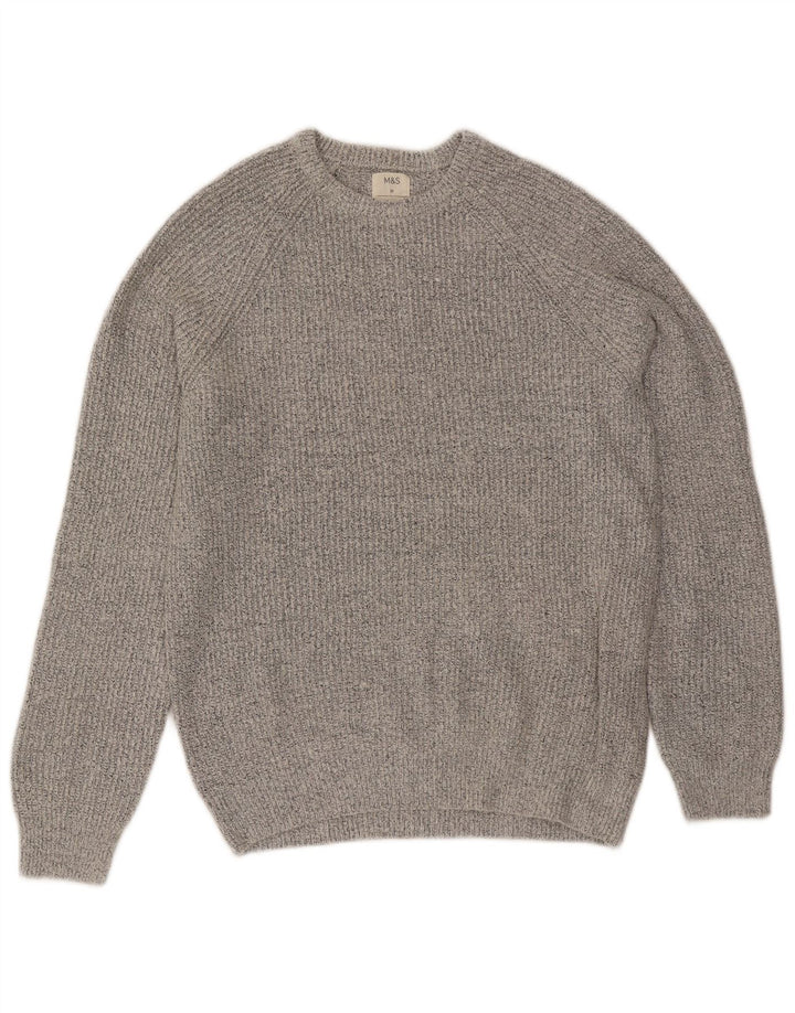 Marks & Spencer Mens Crew Neck Jumper Sweater Medium Grey Polyamide