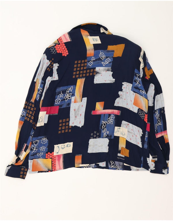 Vintage Womens Loose Fit Shirt Blouse IT 42 Medium Navy Blue Patchwork