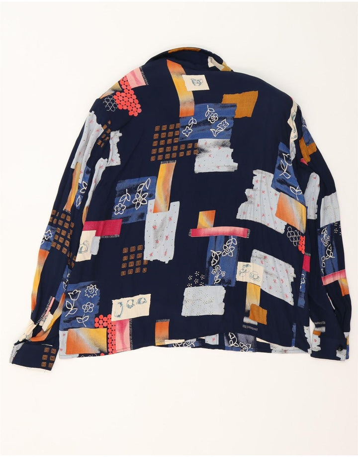 Vintage Womens Loose Fit Shirt Blouse IT 42 Medium Navy Blue Patchwork