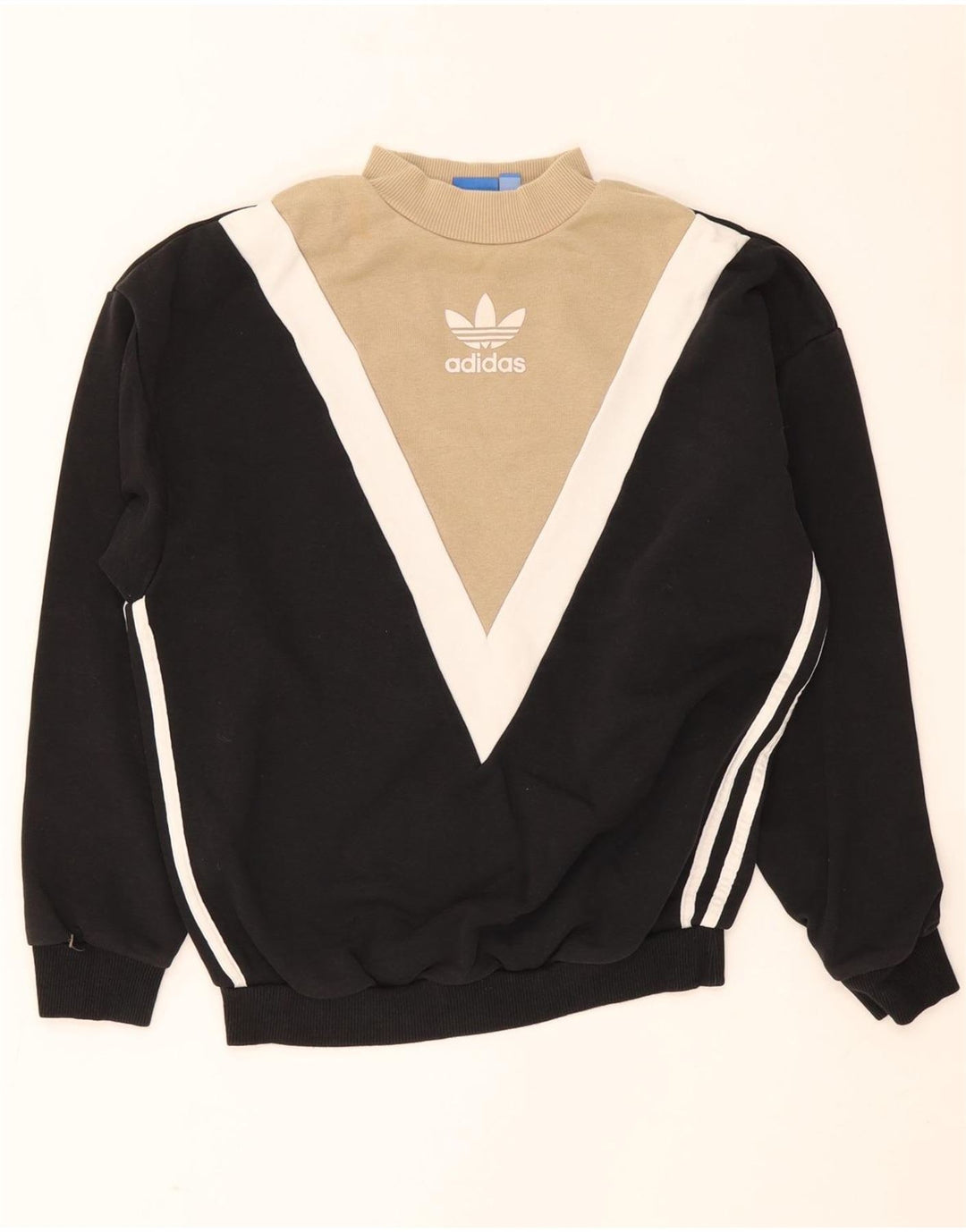 Adidas Womens Graphic Sweatshirt Jumper UK 8 Small Black Colourblock